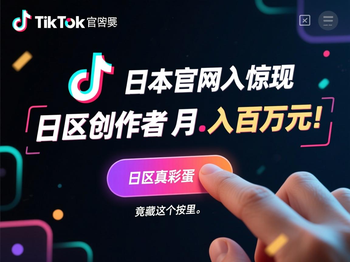 TikTok日本官网入口惊现神秘彩蛋!日区创作者月入百万日元的真相,竟藏在这个按钮里.