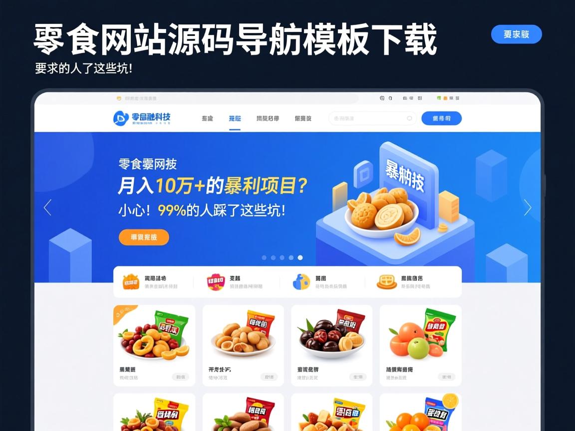 零食网站源码导航模板下载，月入10万+的暴利项目？小心！99%的人踩了这些坑！