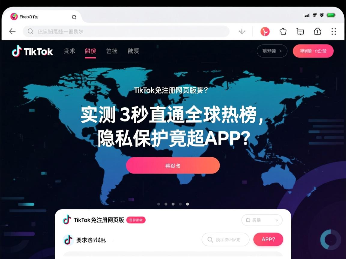TikTok免注册网页版实测，3秒直通全球热榜，隐私保护竟超APP？