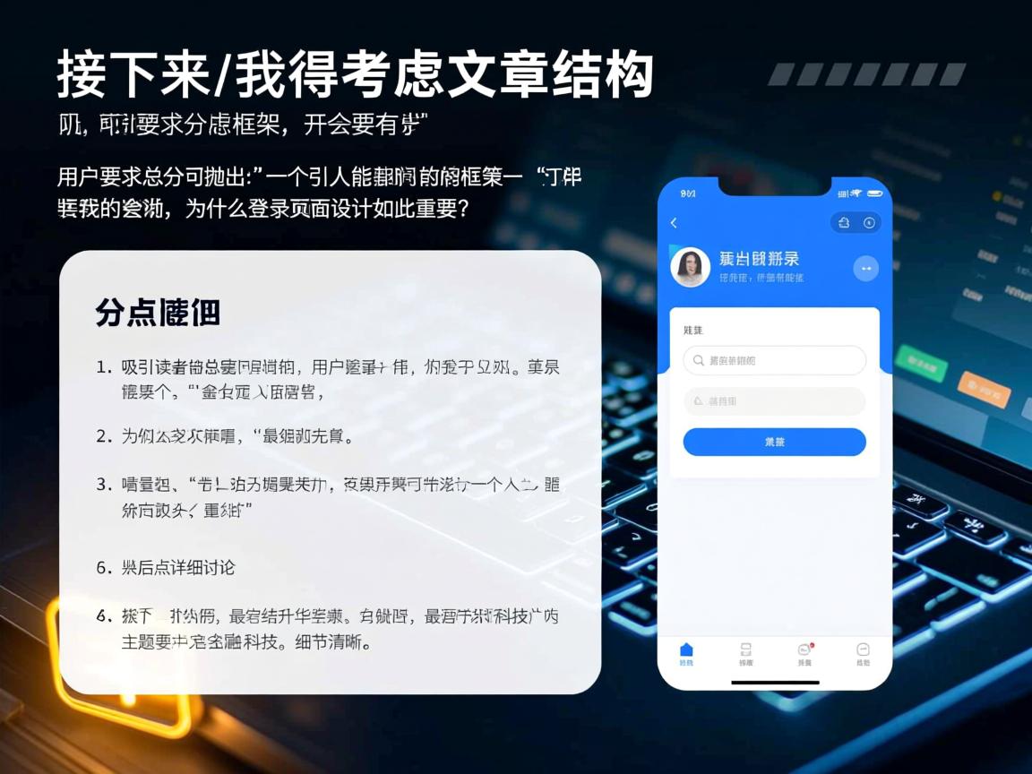 接下来，我得考虑文章的结构。用户要求总分总框架，开头要有噱头，吸引读者。可能抛出一个引人入胜的问题，比如为什么登录页面设计如此重要？然后分点详细讨论，最后总结升华主题