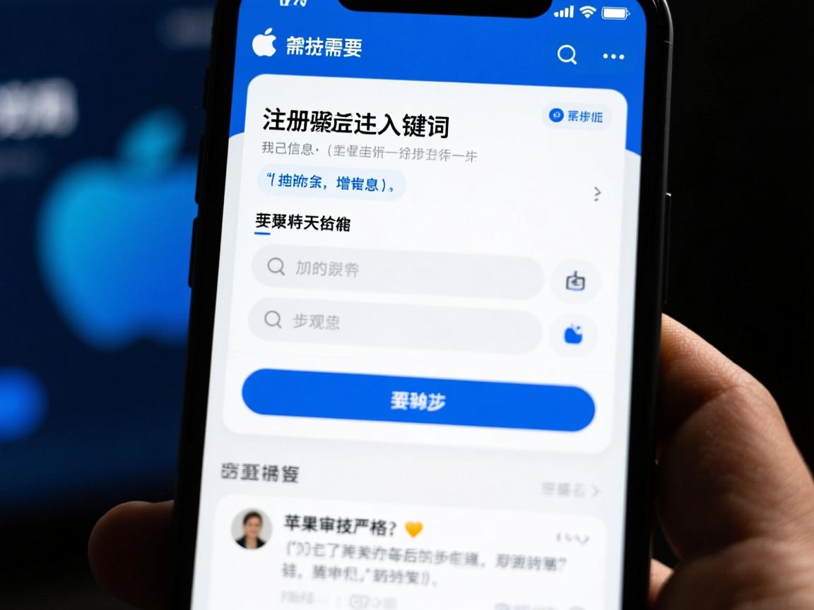 部分需要详细描述注册步骤，同时埋入关键词。我得确保每句话后面都有增量信息，比如加入自己的观点或网友评价。比如，提到苹果审核严格，可以引用一些网友的评论，说明他们遇到的问题