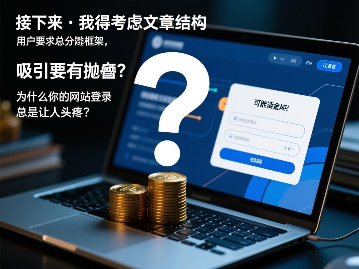 接下来，我得考虑文章的结构。用户要求总分总框架，开头要有噱头，吸引读者。可能抛出一个引人入胜的问题，比如为什么你的网站登录总是让人头疼？这样能引起共鸣，让读者想继续阅读