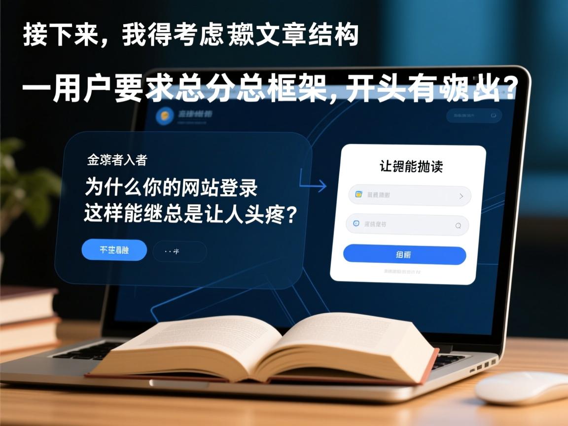 接下来，我得考虑文章的结构。用户要求总分总框架，开头要有噱头，吸引读者。可能抛出一个引人入胜的问题，比如为什么你的网站登录总是让人头疼？这样能引起共鸣，让读者想继续阅读
