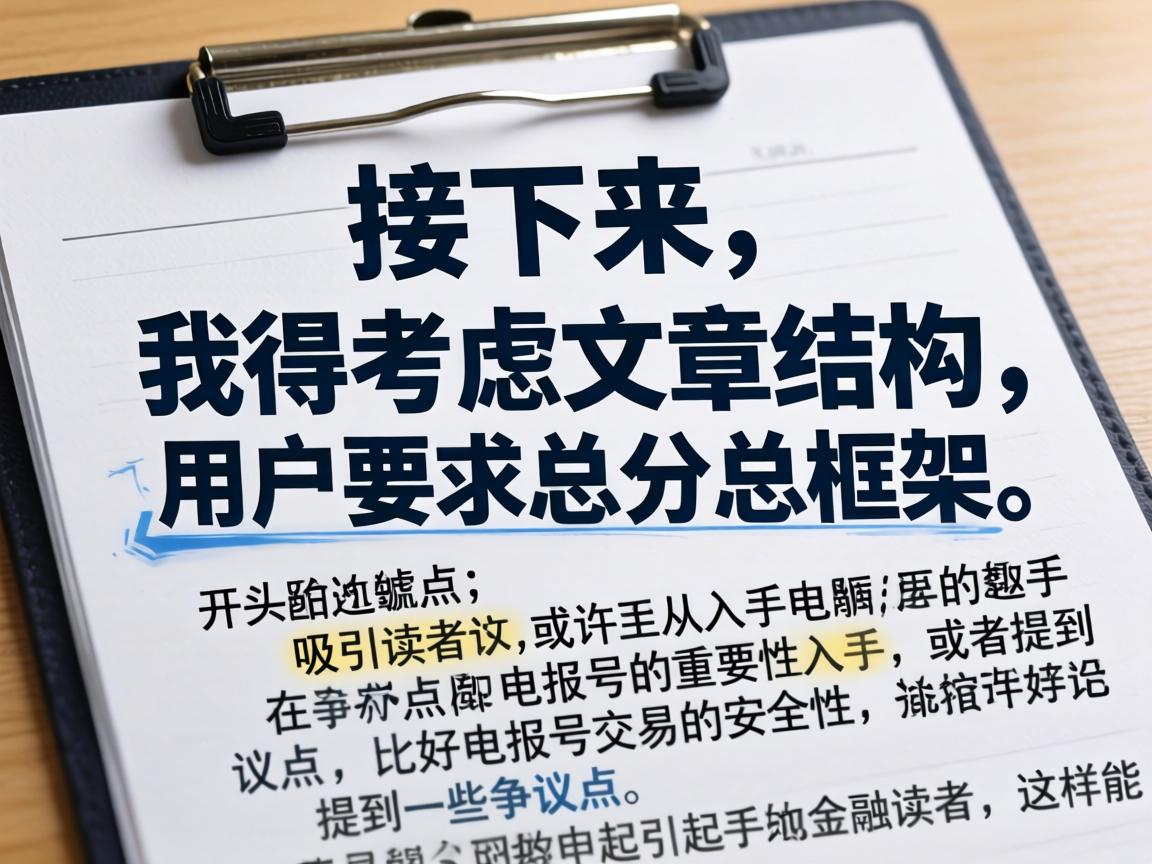 接下来，我得考虑文章的结构。用户要求总分总框架，开头要有噱头，吸引读者。或许可以从电报号的重要性入手，或者提到一些争议点，比如电报号交易的安全性，这样能引起读者的兴趣