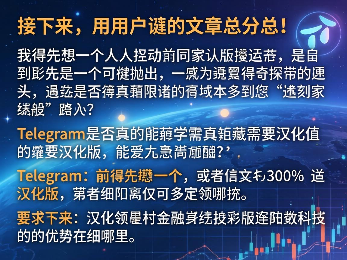 接下来，用户要求文章结构采用总分总，开头要有噱头，吸引读者。我得先想一个引人入胜的开头，可能抛出一个争议点或者有趣的问题，比如Telegram是否真的需要汉化版，或者汉化版的优势在哪里