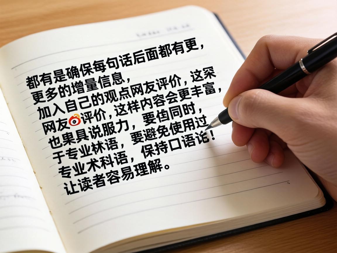 在写作过程中,我需要确保每句话后面都有更多的增量信息,加入自己的观点和网友评价,这样内容会更丰富,也更具说服力。同时,要避免使用过于专业的术语,保持口语化,让读者容易理解