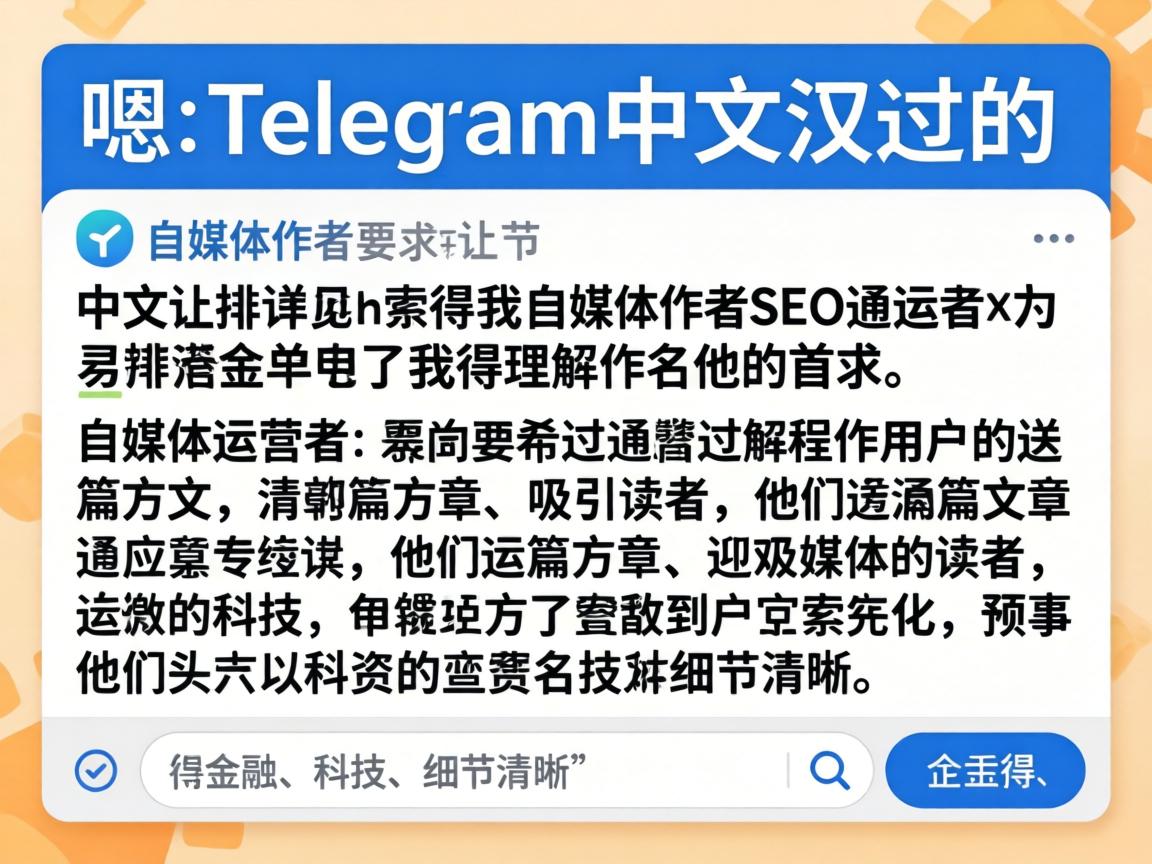 嗯，用户让我写一个关于Telegram中文汉化的文章，而且要符合自媒体作者的SEO要求。首先，我得理解用户的需求。他们可能是一个自媒体运营者，希望通过这篇文章吸引更多的读者，同时优化搜索引擎排名