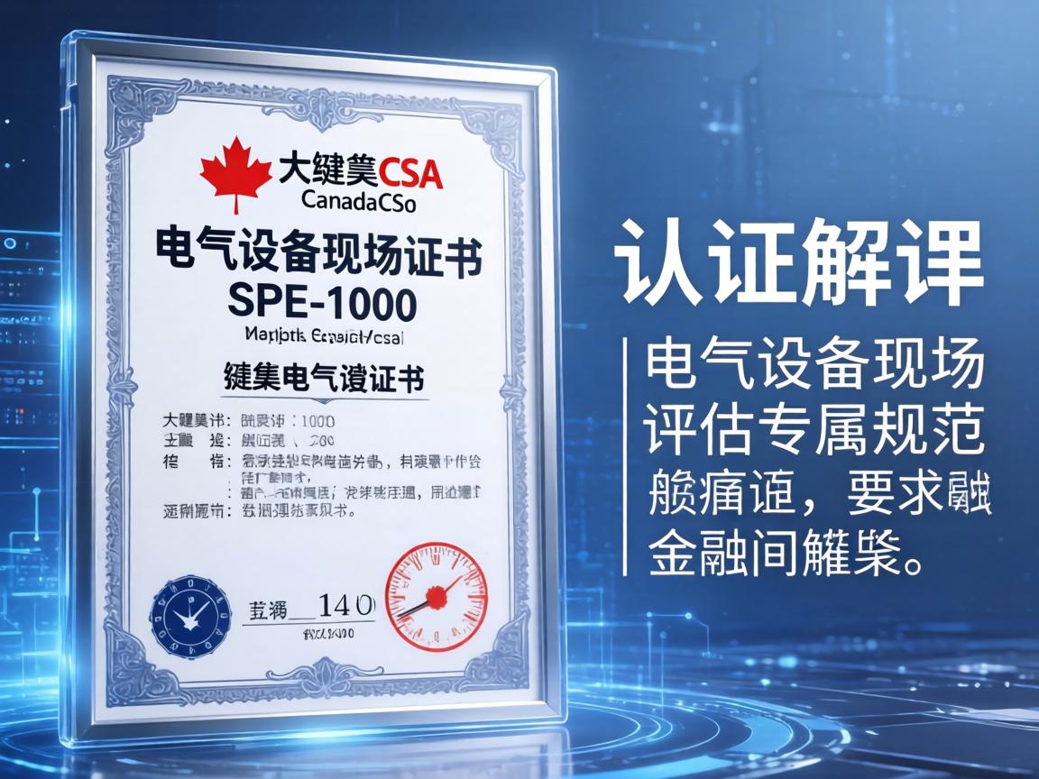 加拿大CSA SPE-1000认证:电气设备现场评估专属规范 | 认证解说